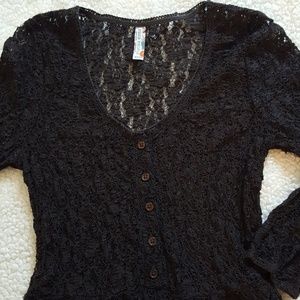 Free People black lace peplum detail top
